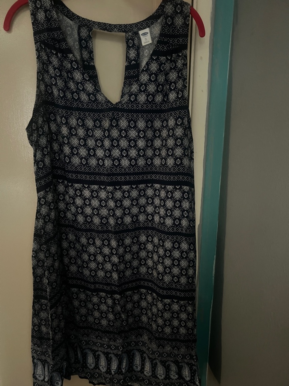 Old Navy XL Sleeveless Navy and White Patterned Shift Dress